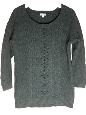 Garnet Hill Green Wool Textured Tunic Sweater